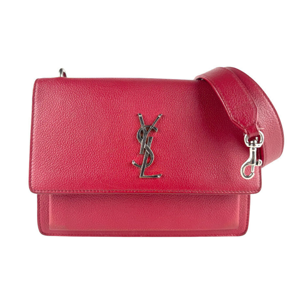 Saint Laurent shoulder bag leather red silver
